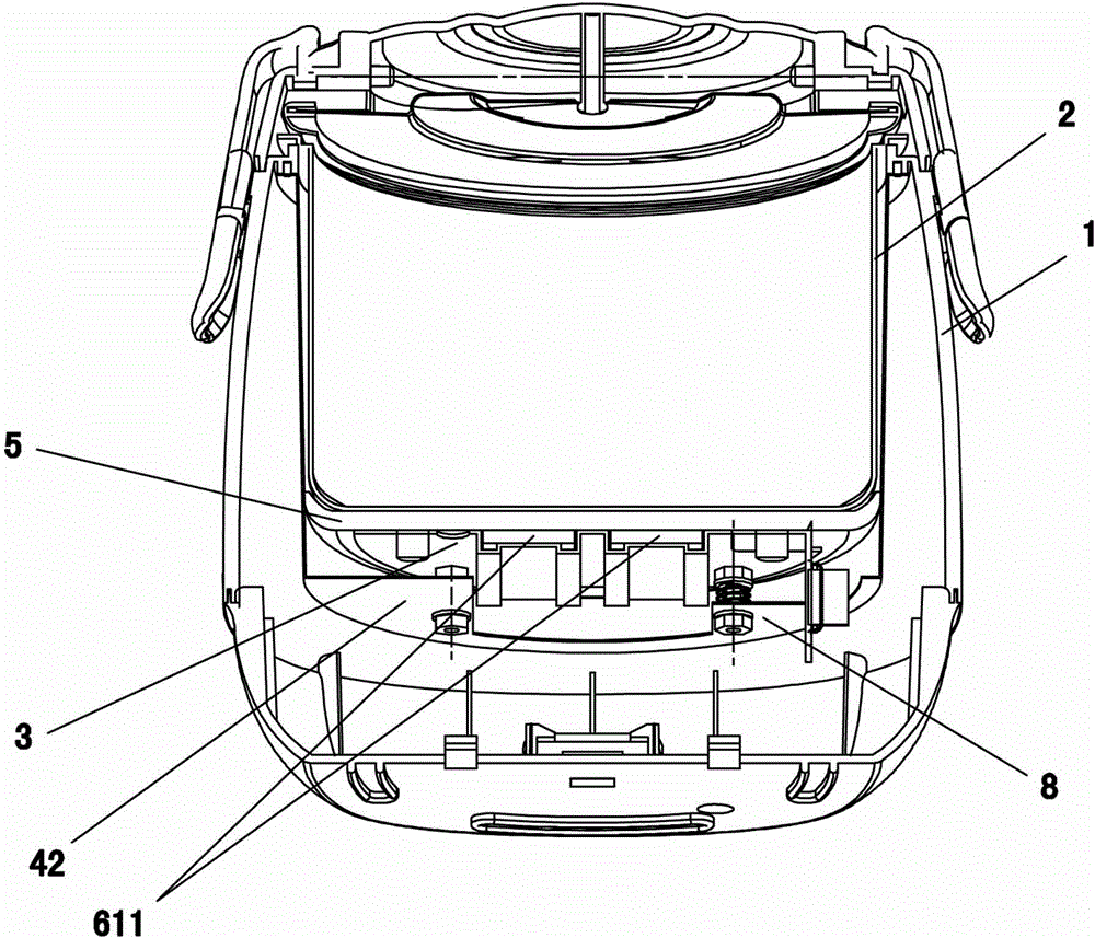 Elastic heating body mounting structure for miniature electric rice cooker