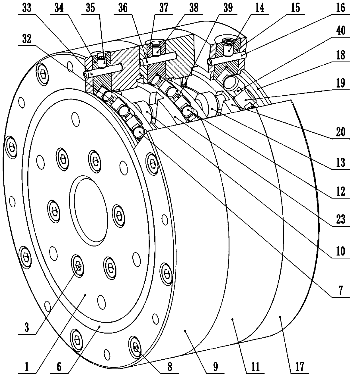 Two-stage sine hammer-shaped pin roller movable tooth reduction gear