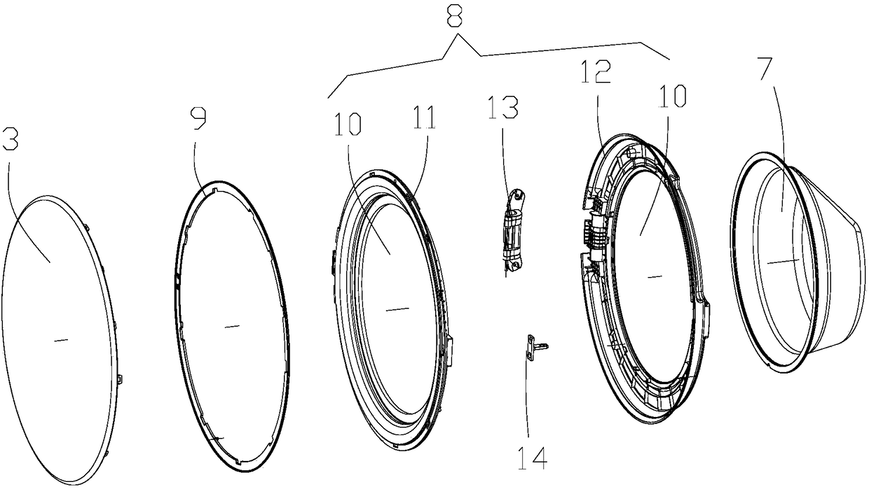 Protective cover, washing machine door body and drum type washing machine