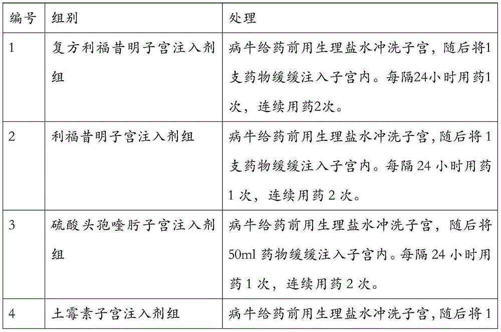 Compound rifaximin uterus injectant as well as preparation method and application thereof