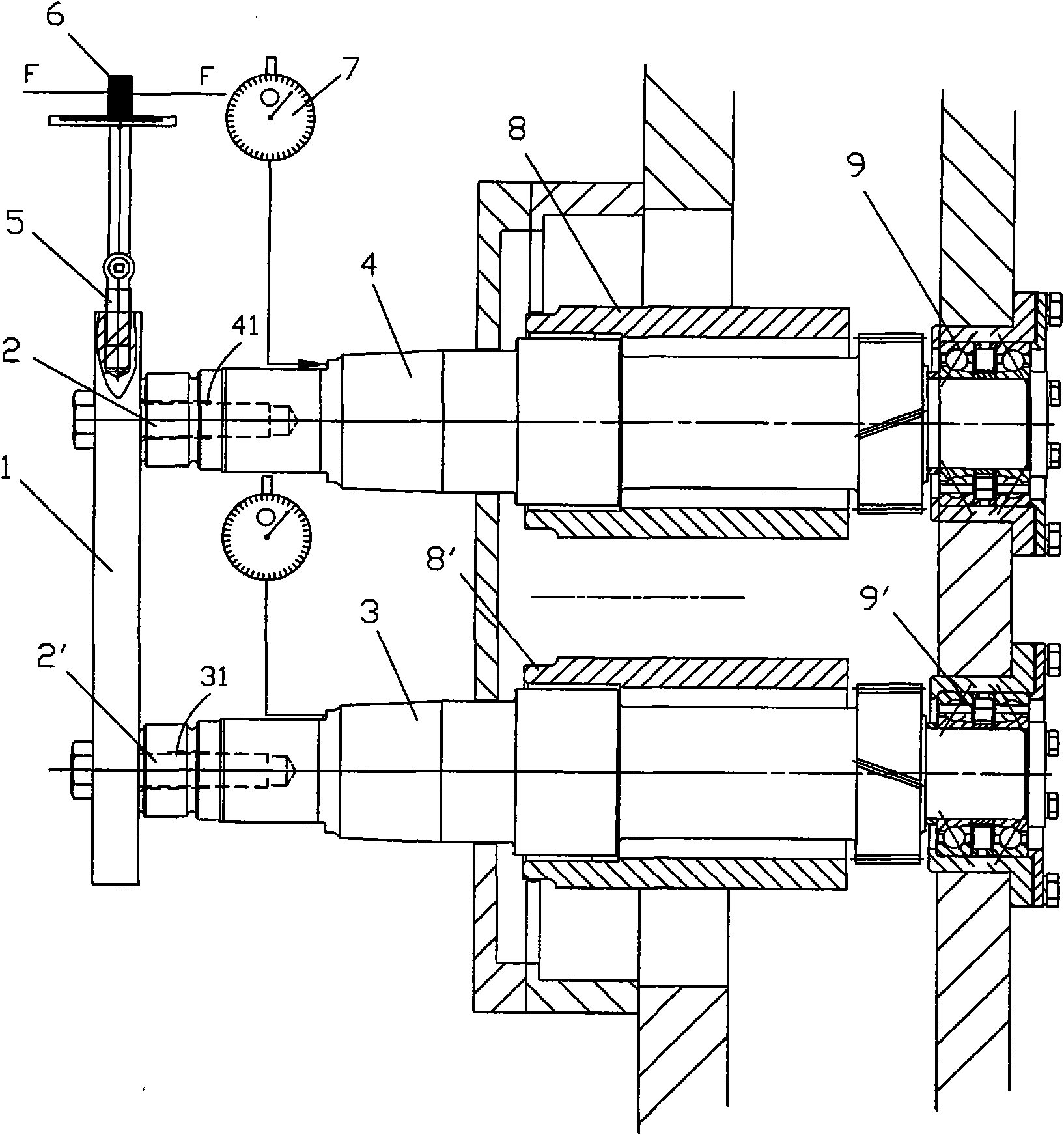 Method for measuring gap between bearings of roll shafts of pinch rolls