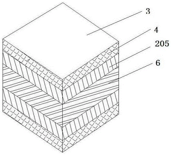 Wood vertical hinged door with heat insulation structure at interlayer