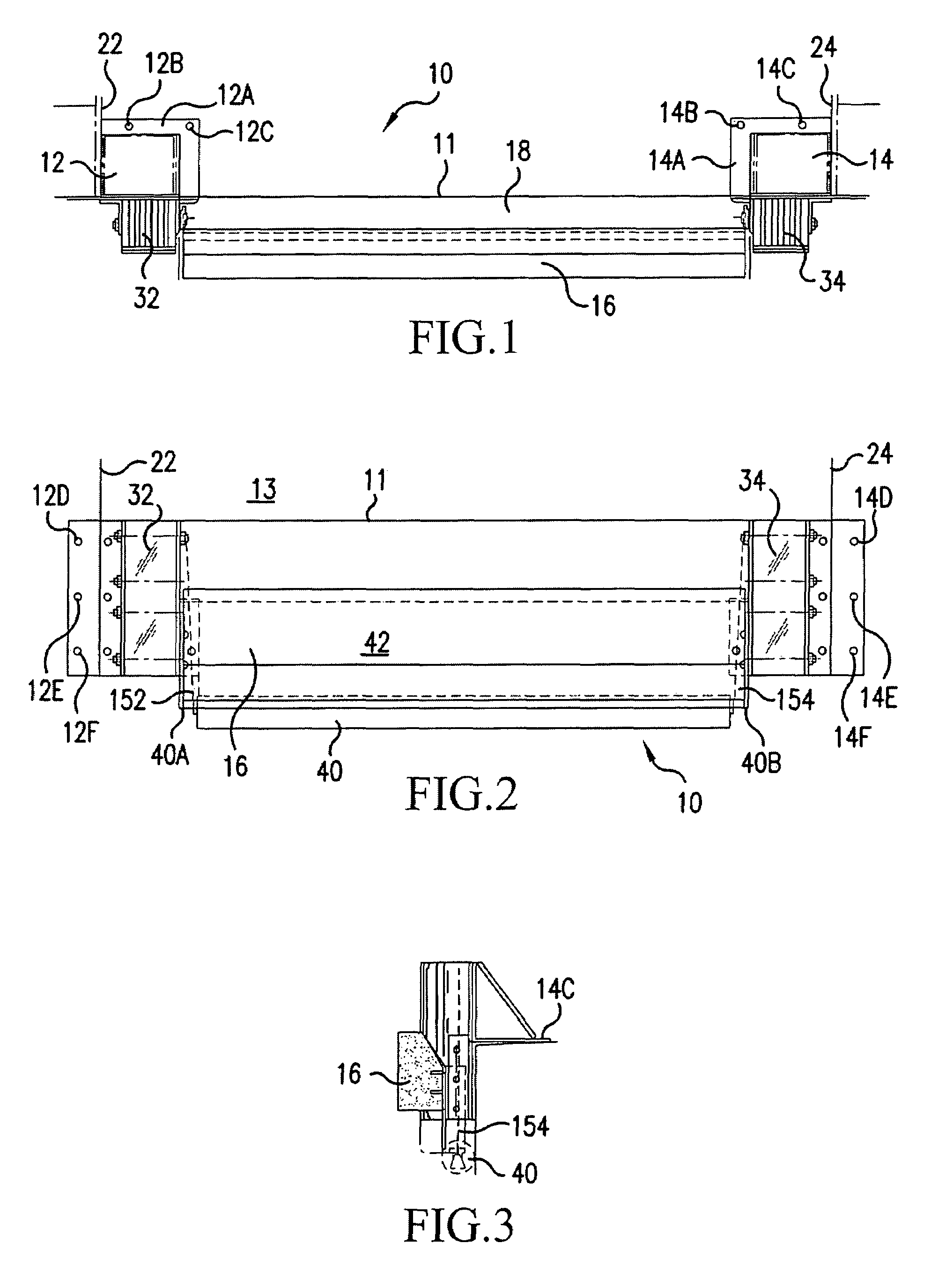 Bottom pad/bumper assembly for loading docks with leveler