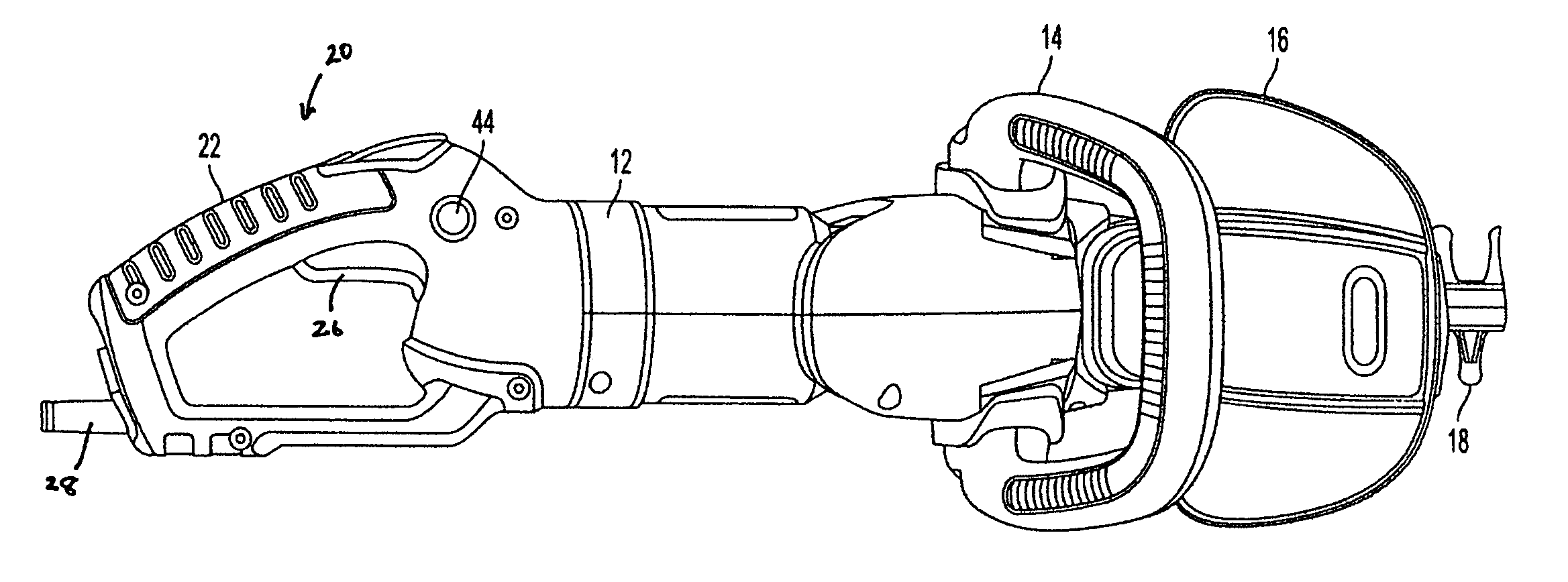 Hedgetrimmer with rotatable rear handle