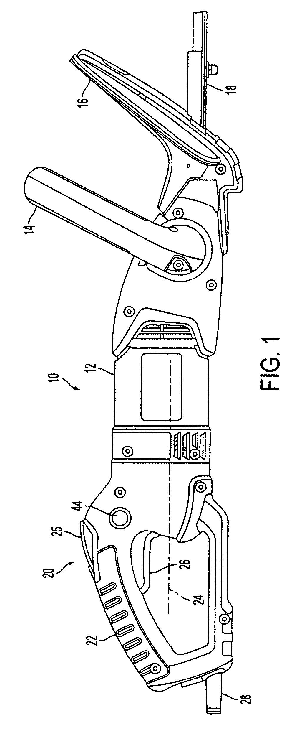 Hedgetrimmer with rotatable rear handle