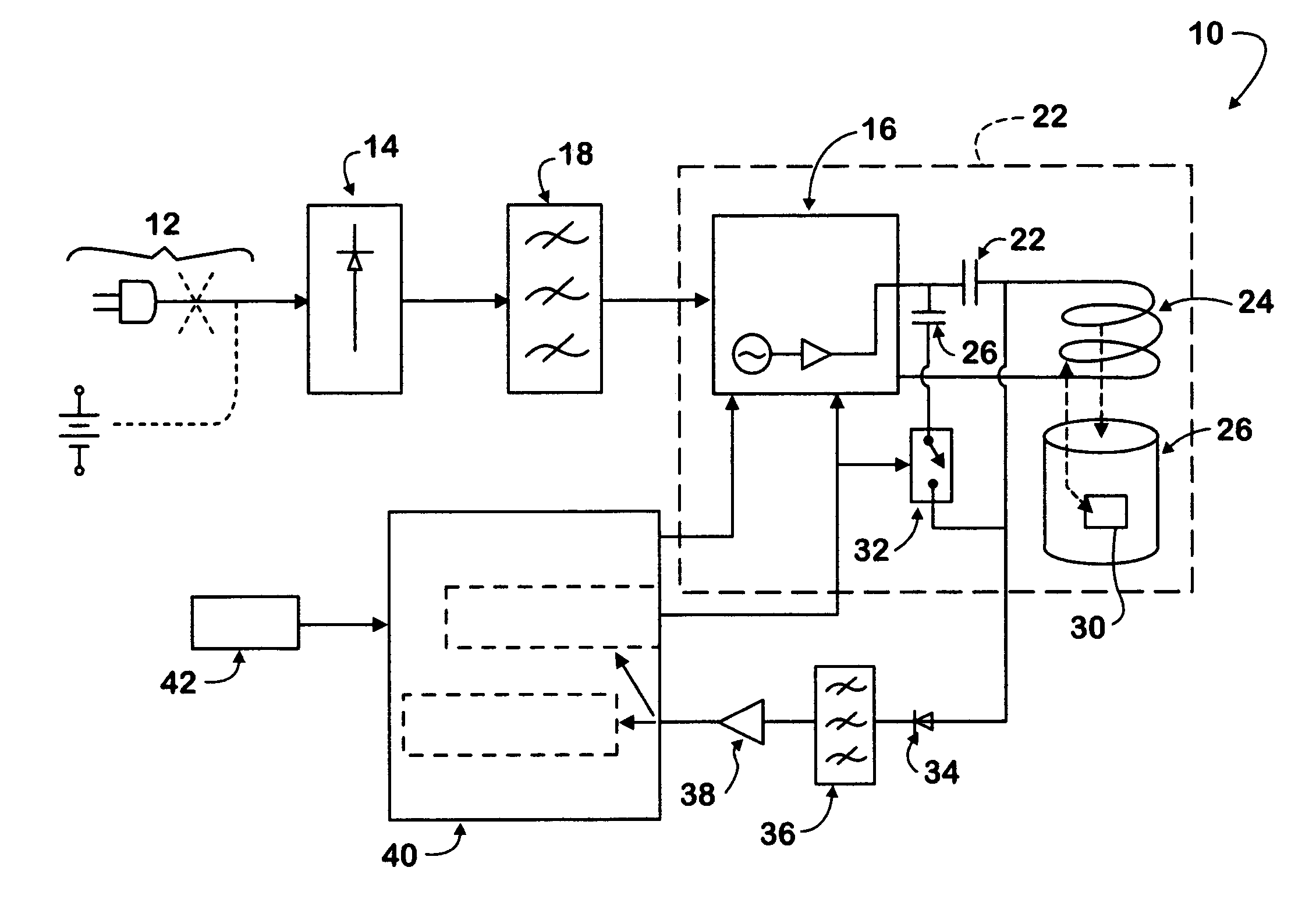 RFID interrogator/induction heating system