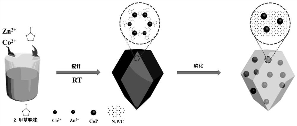 A kind of cobalt phosphide supported heteroatom doped porous carbon material, preparation method and application