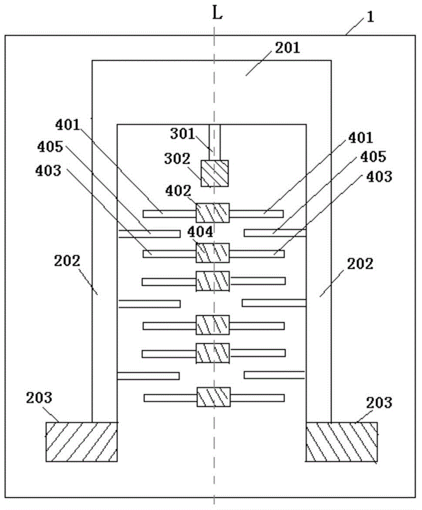 Test structure of micro-beam fracture strength based on lateral comb tooth type capacitance