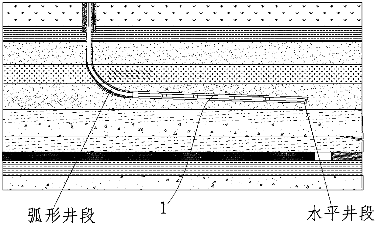 Installing method for collapse prevention pipe of horizontal well section of mining area L-shaped ground well