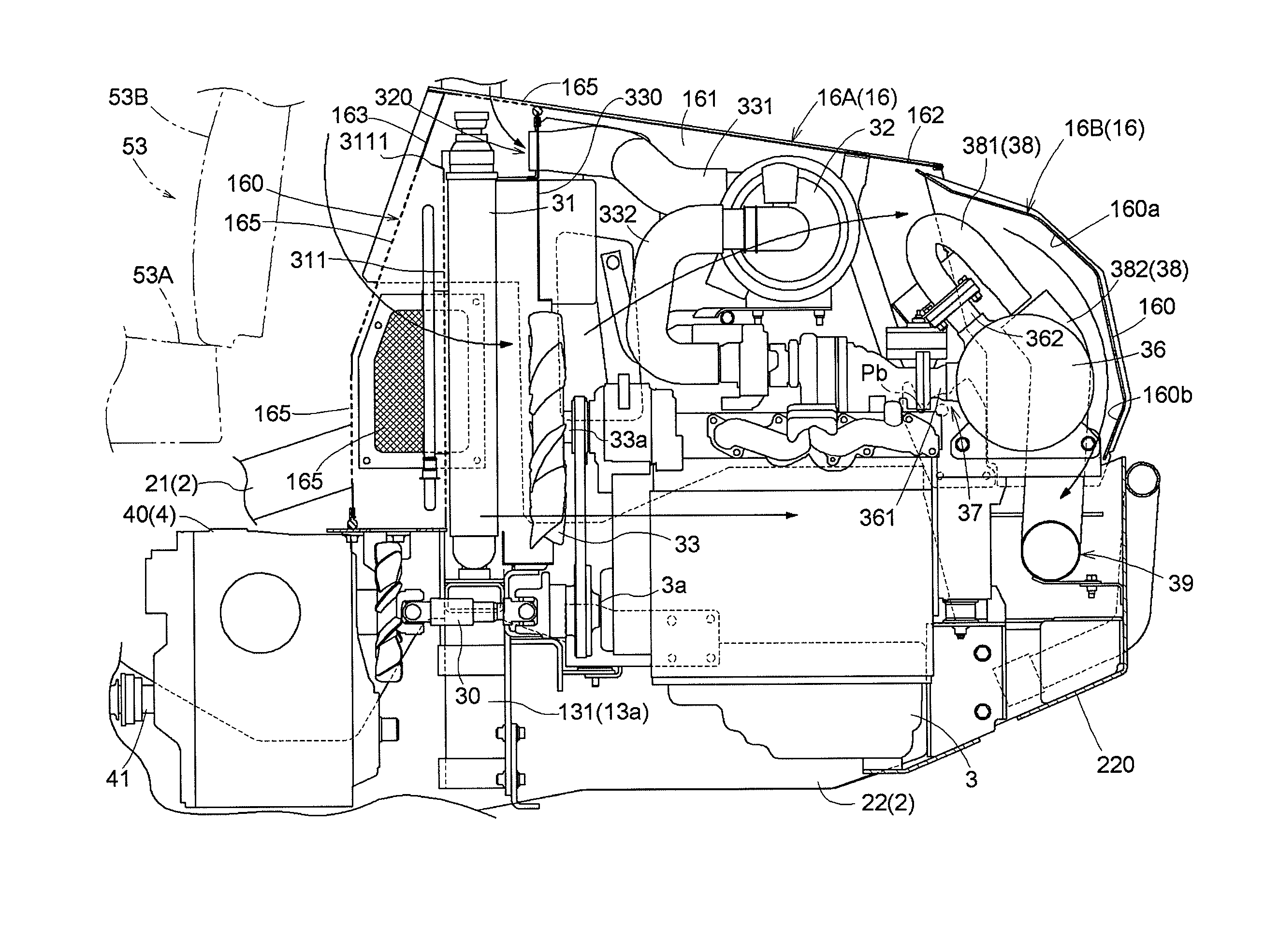 Work vehicle with improved exhaust component cooling