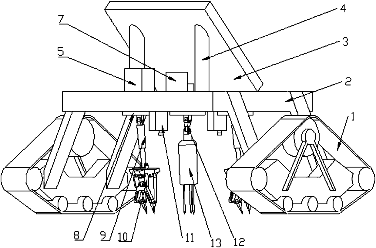 Crawler-type peanut mulching film rupturing seedling leading machine and working method thereof