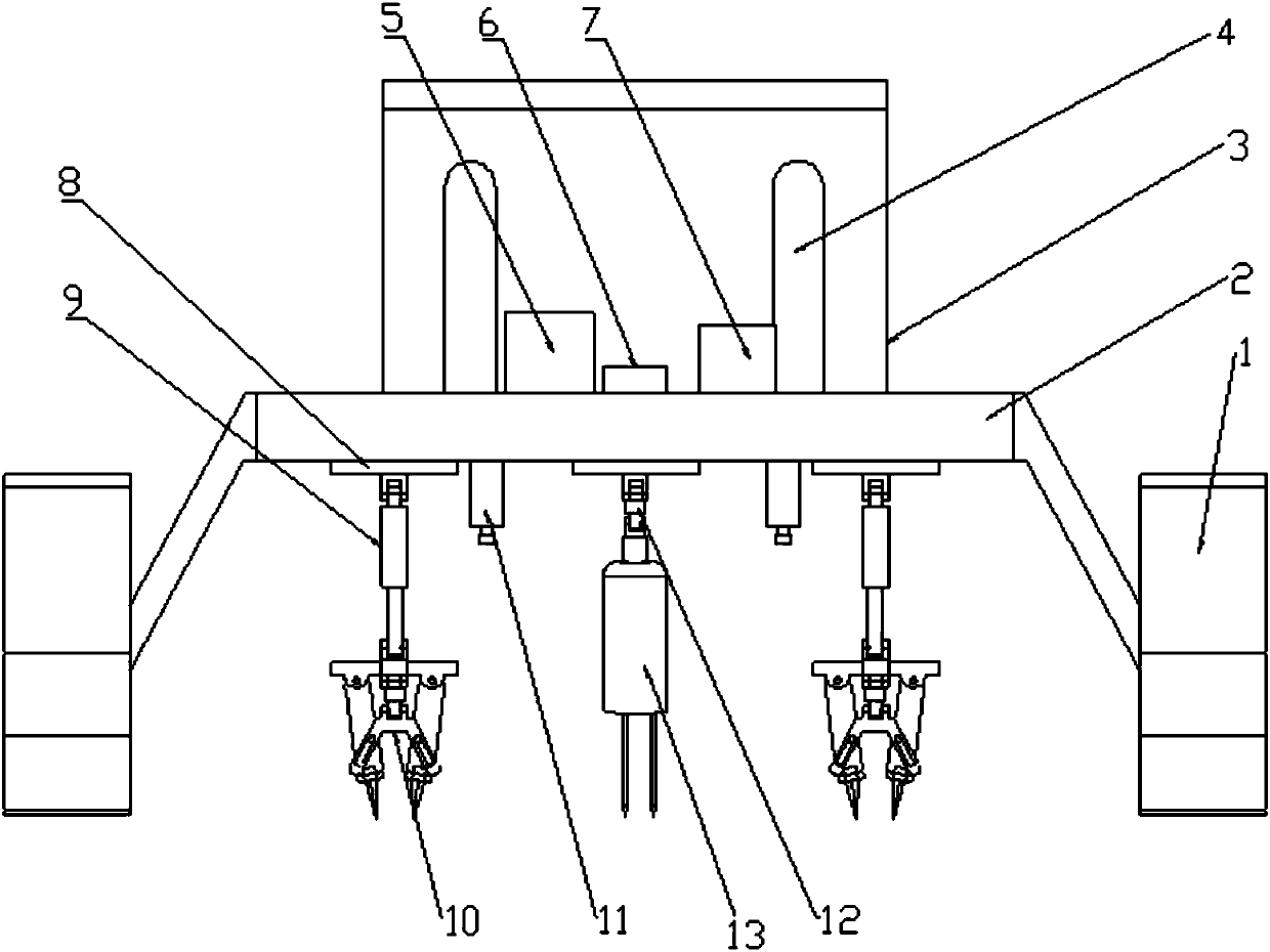 Crawler-type peanut mulching film rupturing seedling leading machine and working method thereof