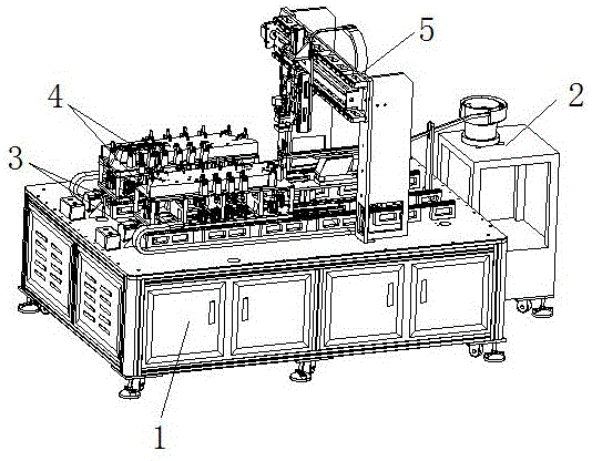 Full-automatic assembly machine of buckles of automobile door panels