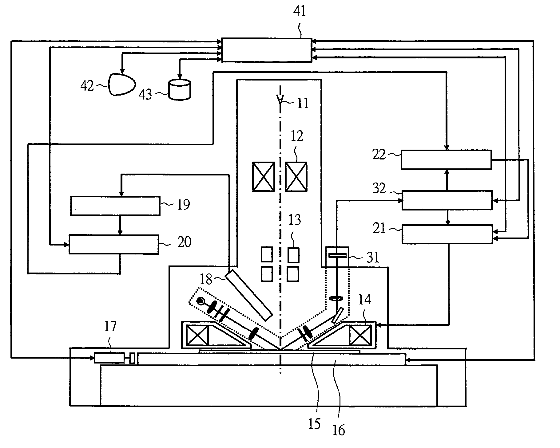 Method for optically detecting height of a specimen and charged particle beam apparatus using the same