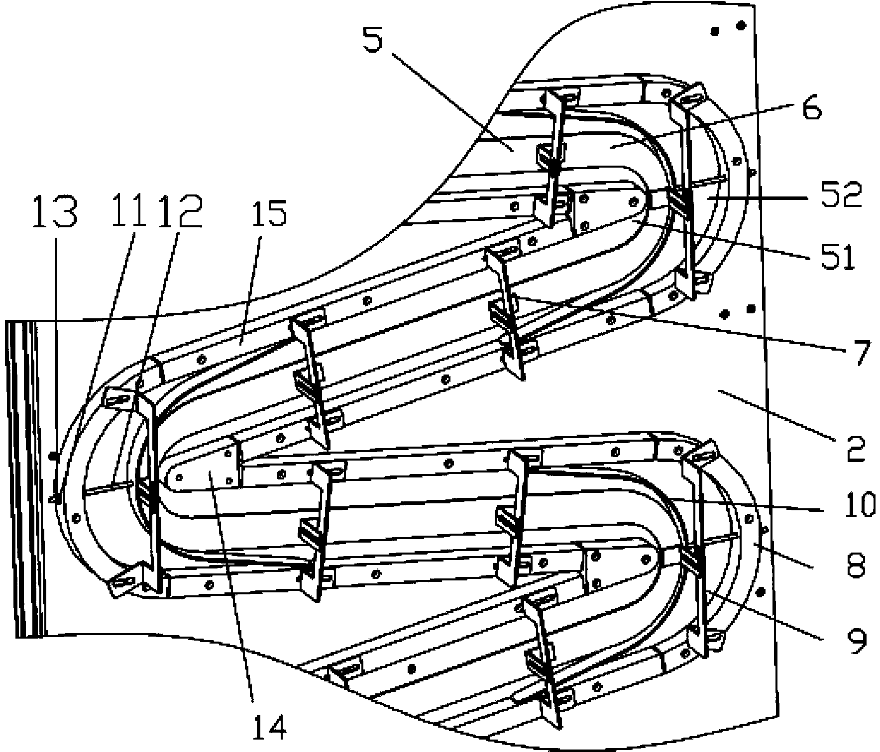 Bearing S-shaped material-loading frame