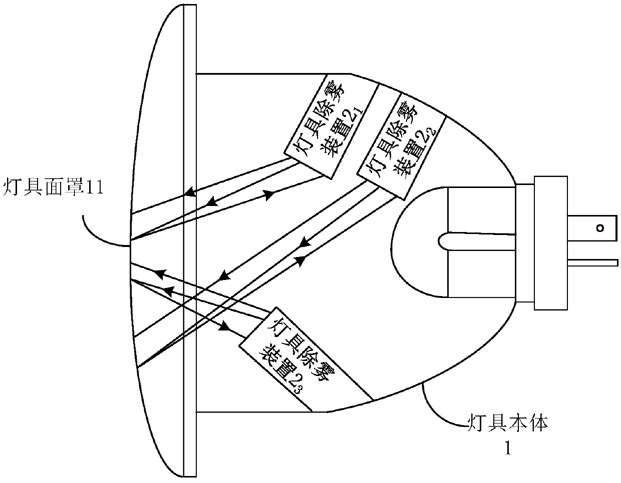 Lamp demisting device, lamp, vehicle and lamp demisting method