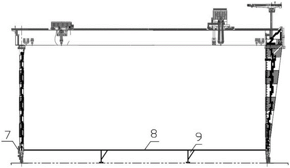 Lateral displacement method of shipbuilding gantry crane