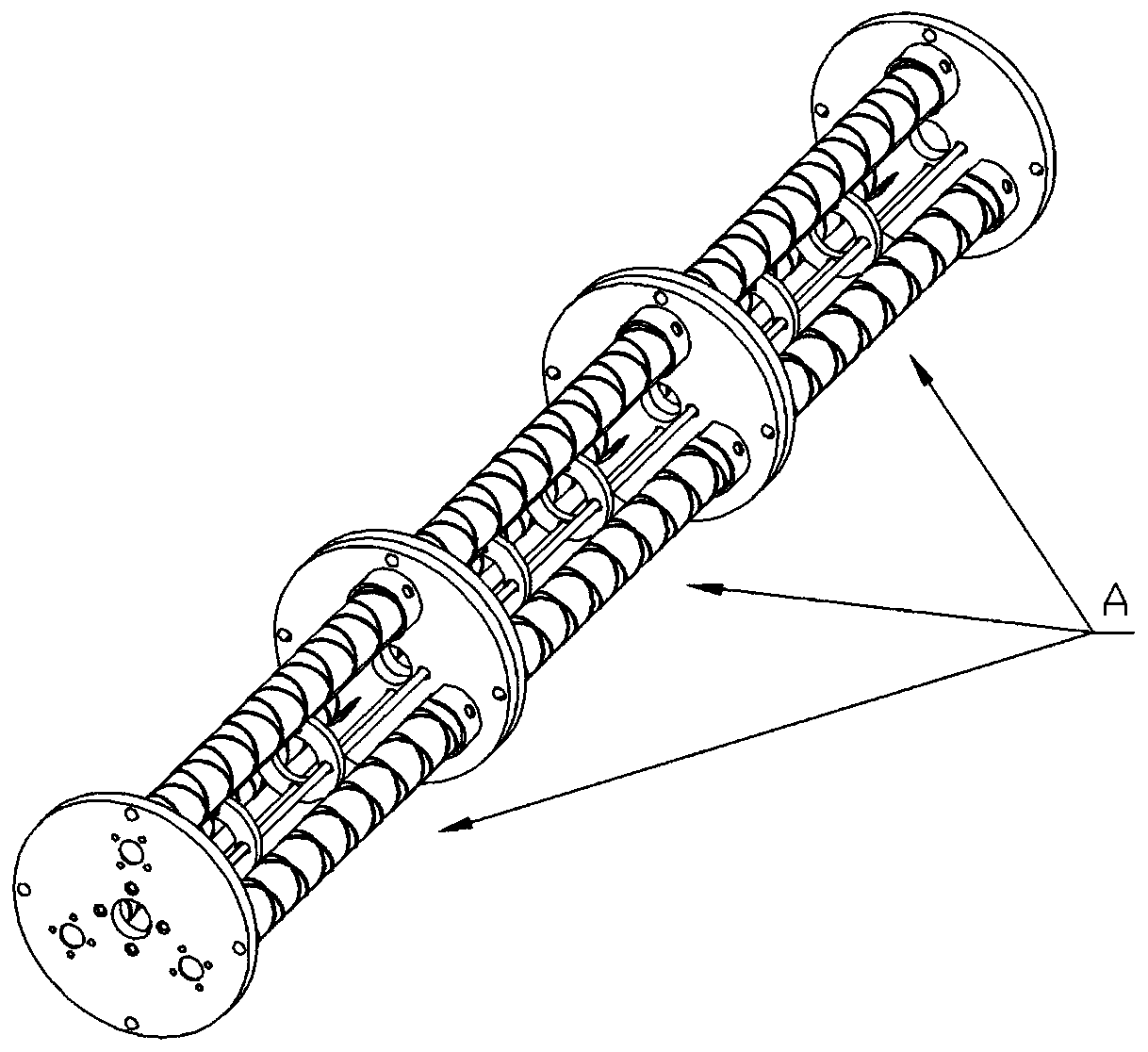 Flexible snakelike arm with variable rigidity