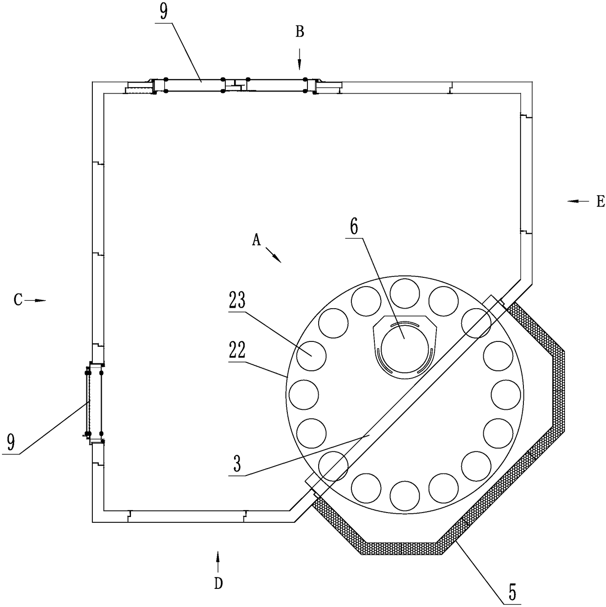 Rotary working platform type sound insulation room