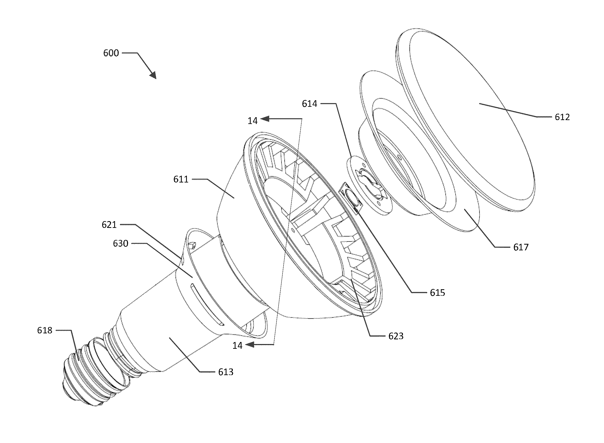 Hard-pressed glass light emitting diode flood lamp