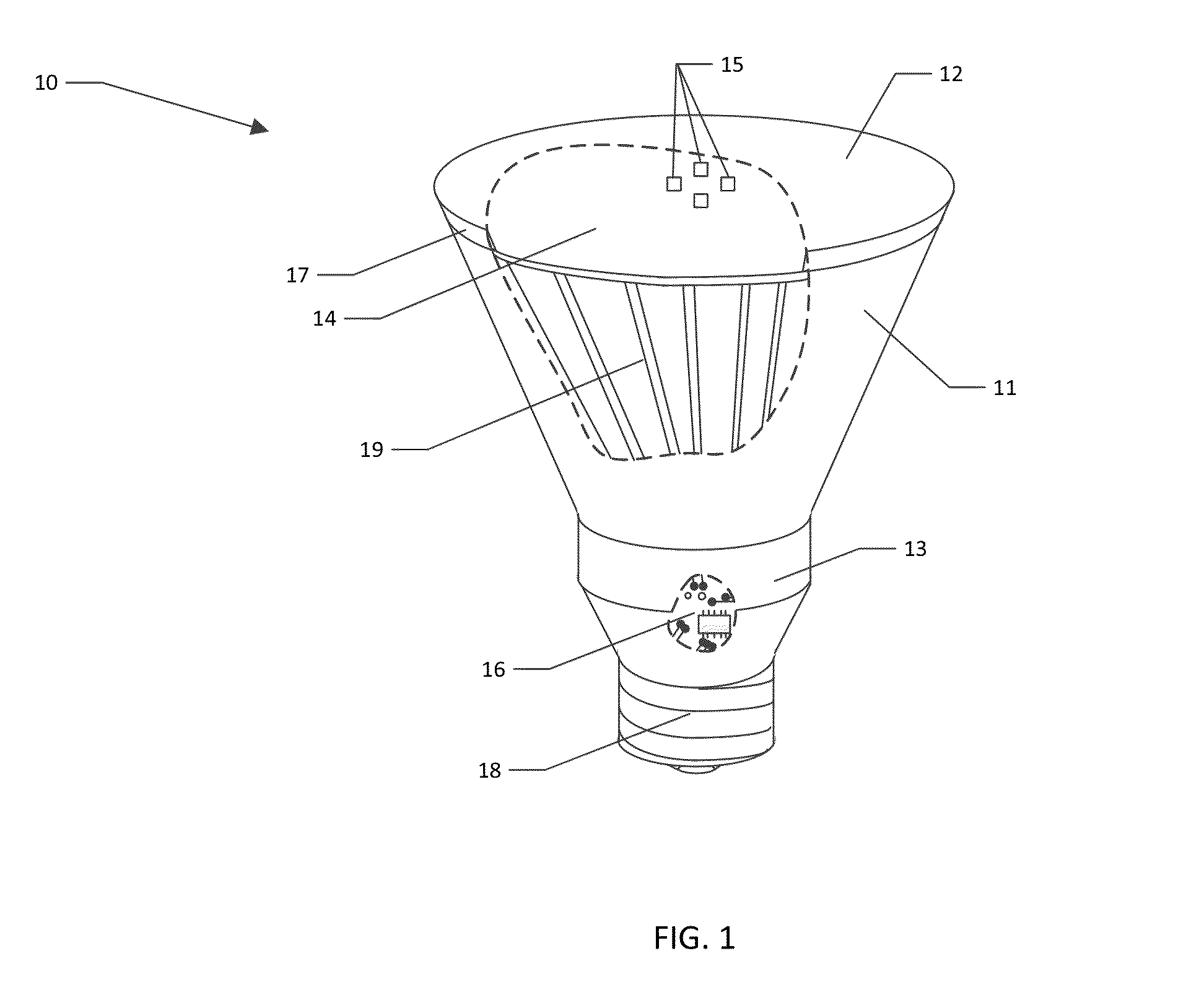 Hard-pressed glass light emitting diode flood lamp