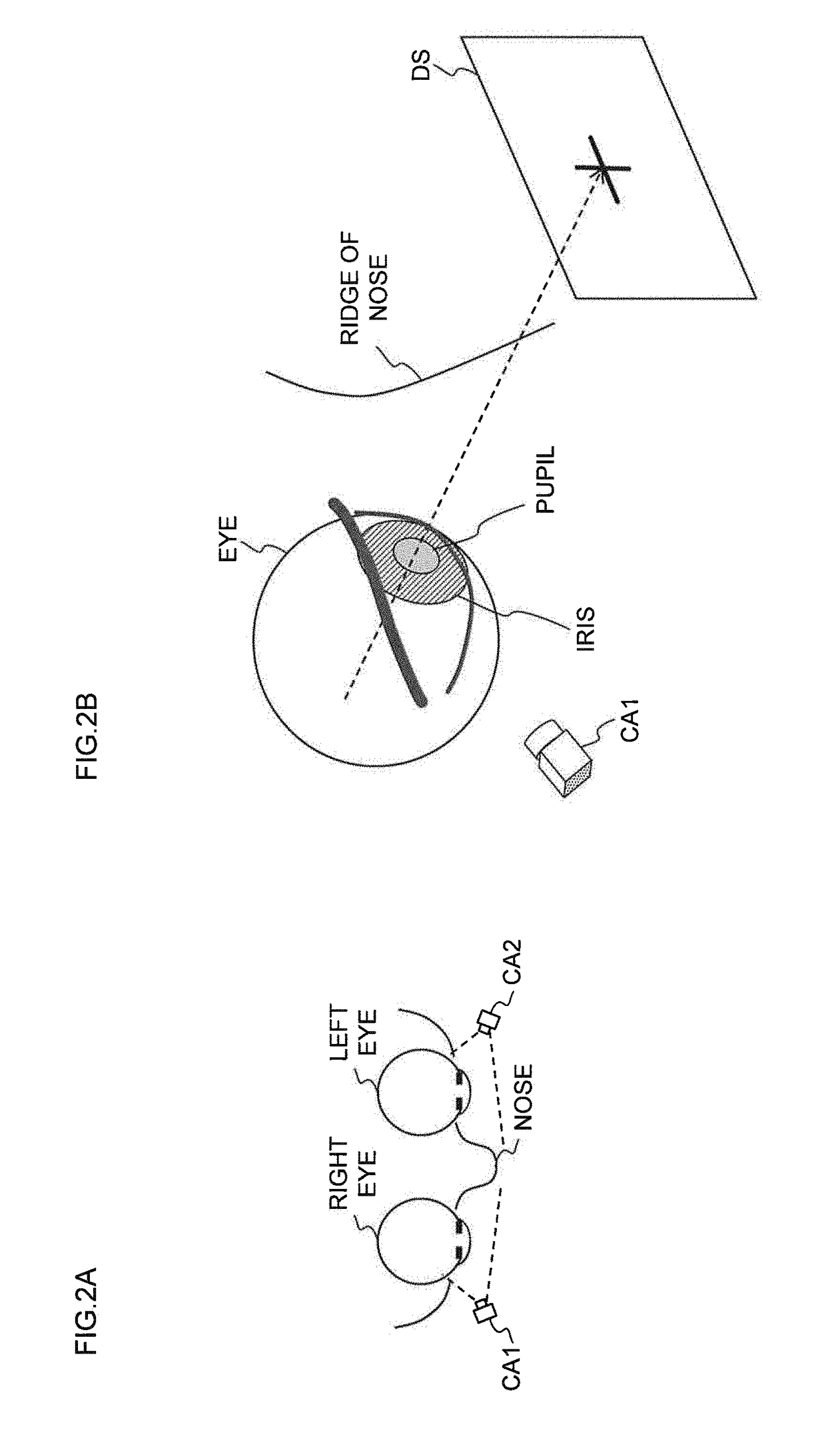 Goggle type display device, eye gaze detection method, and eye gaze detection system