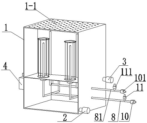 A double-row single-spray cleaning device for high-temperature resistant filter bags