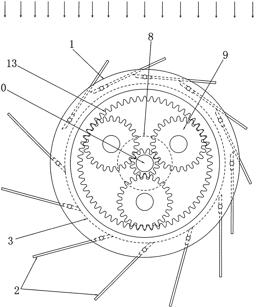 Water wheel or wind wheel with moving plates opened and closed in limited manner by flow force in wheel direction and power generation system