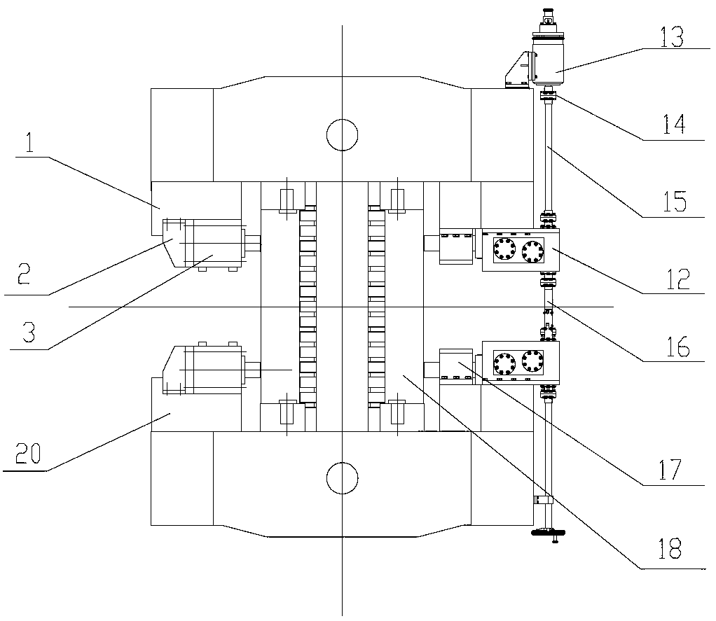 Hydraulic cylinder inclined iron adjustment device of eighteen rolling mill working roll side supports