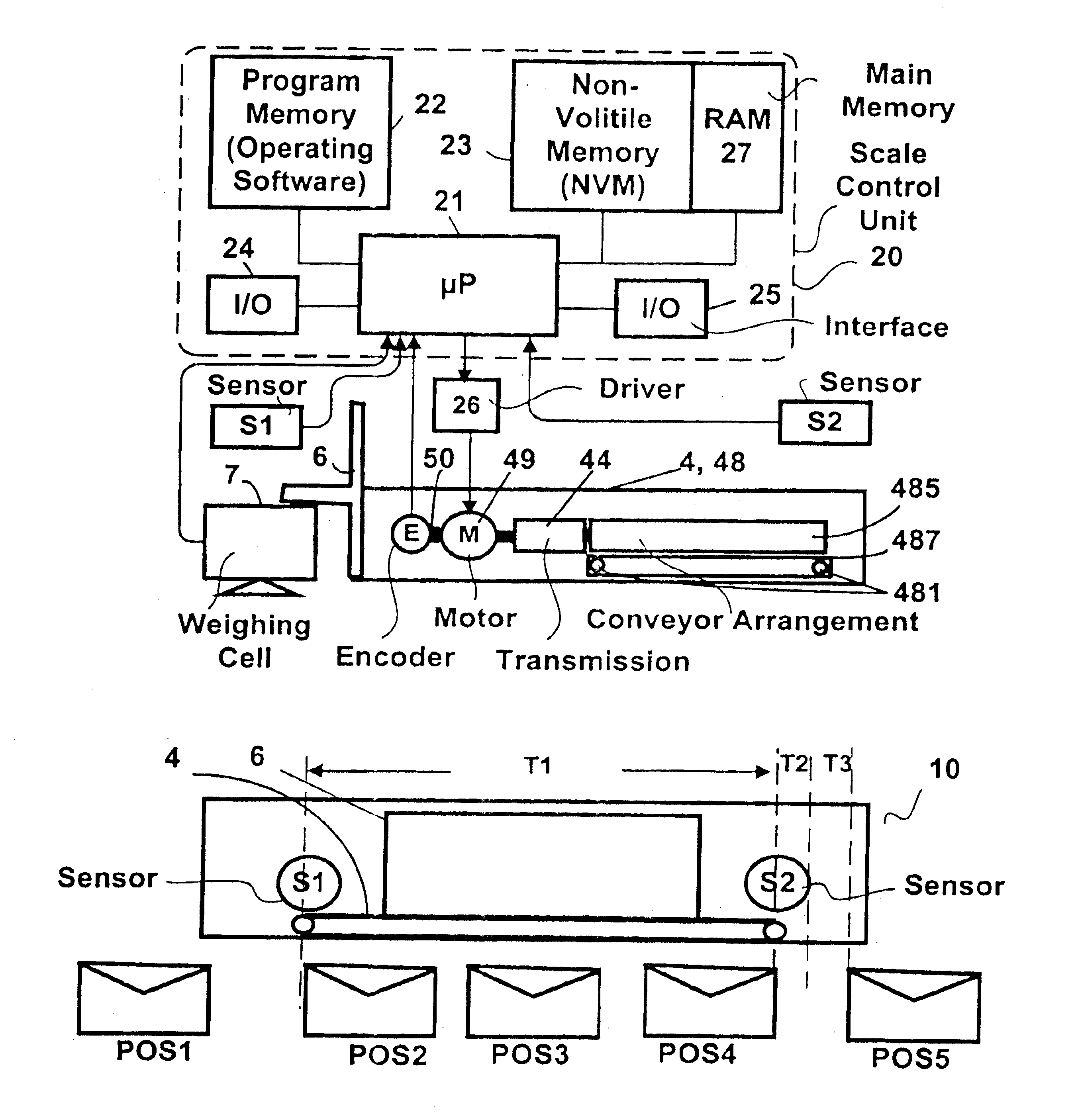 Method and arrangement for determining a weight with a dynamic scale