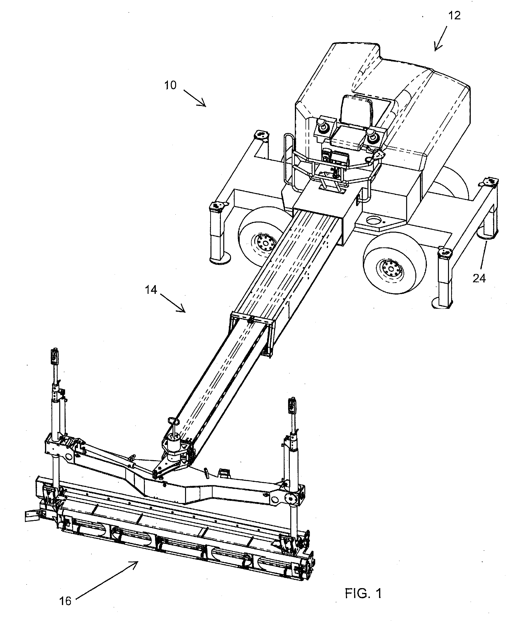 Apparatus and method for improving the control of a concrete screeding machine