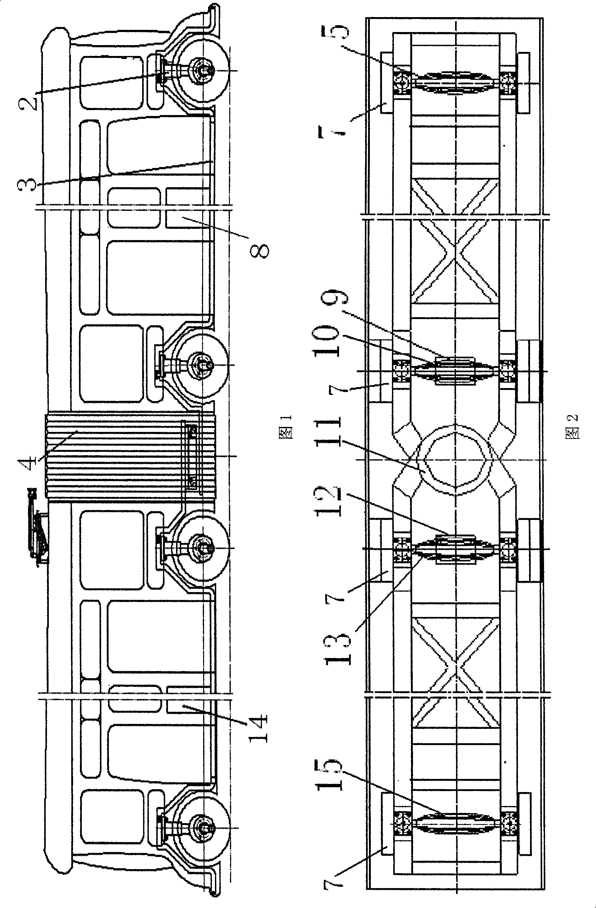 Articulated multiple-shaft drive bidirectional driving electric motor coach