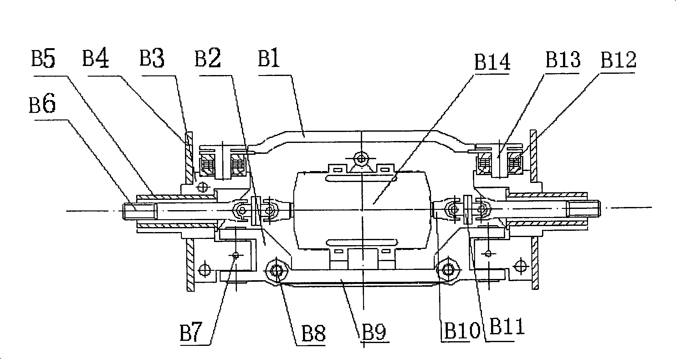 Articulated multiple-shaft drive bidirectional driving electric motor coach