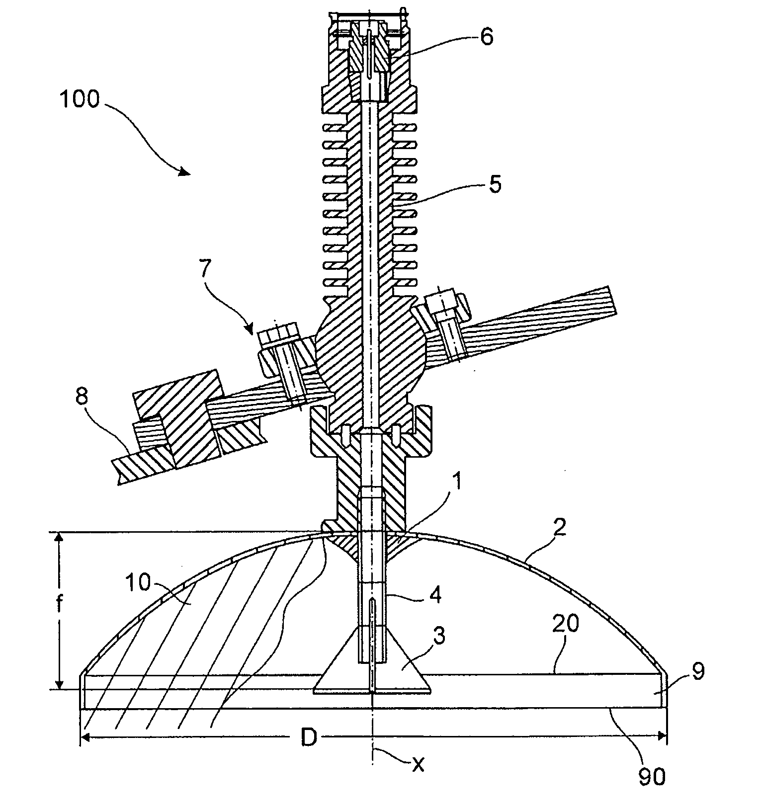 Parabolic antenna with rinsing connection