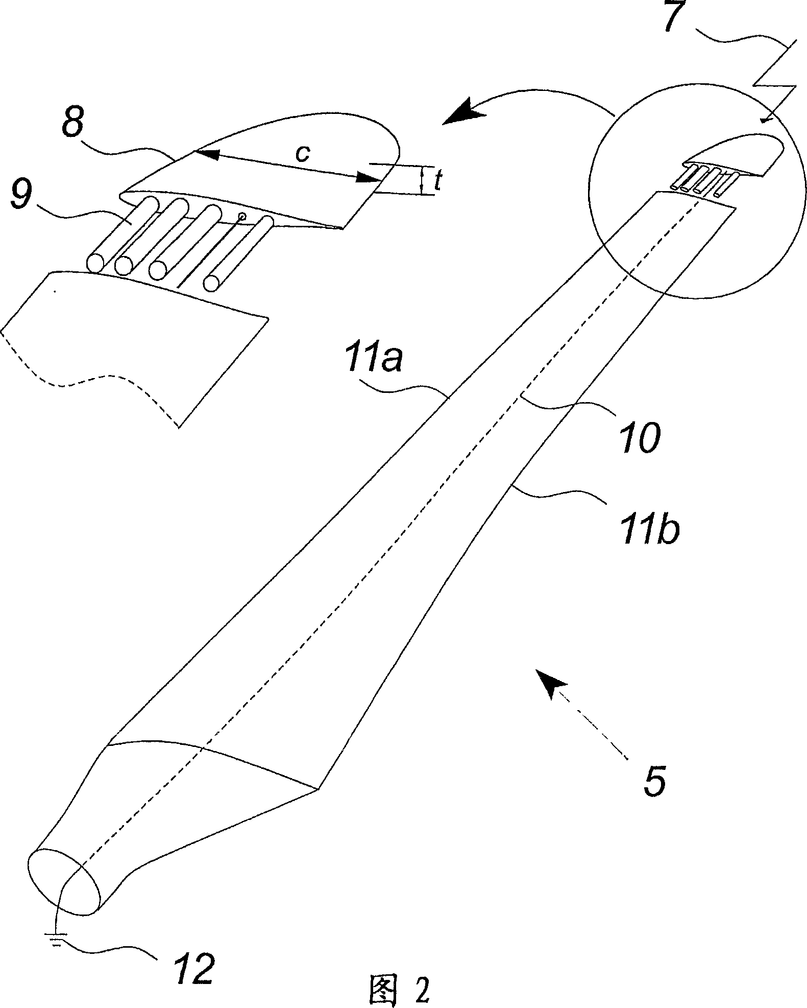 Thunderbolt protection device of wind turbine blade