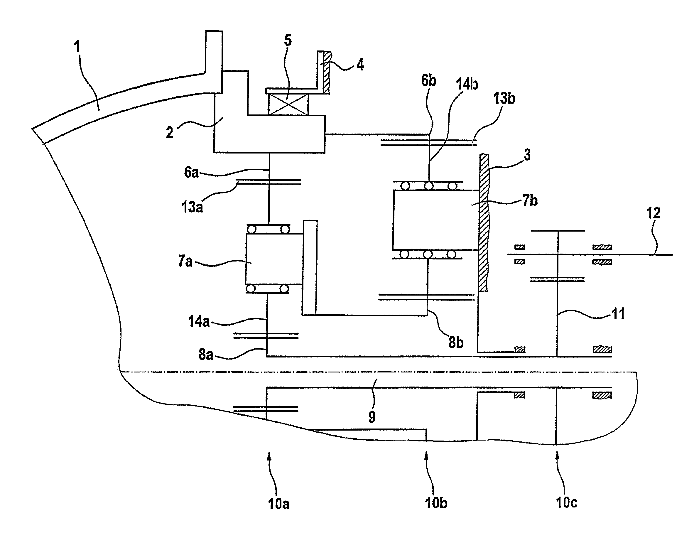 Power-split wind power generator gearbox