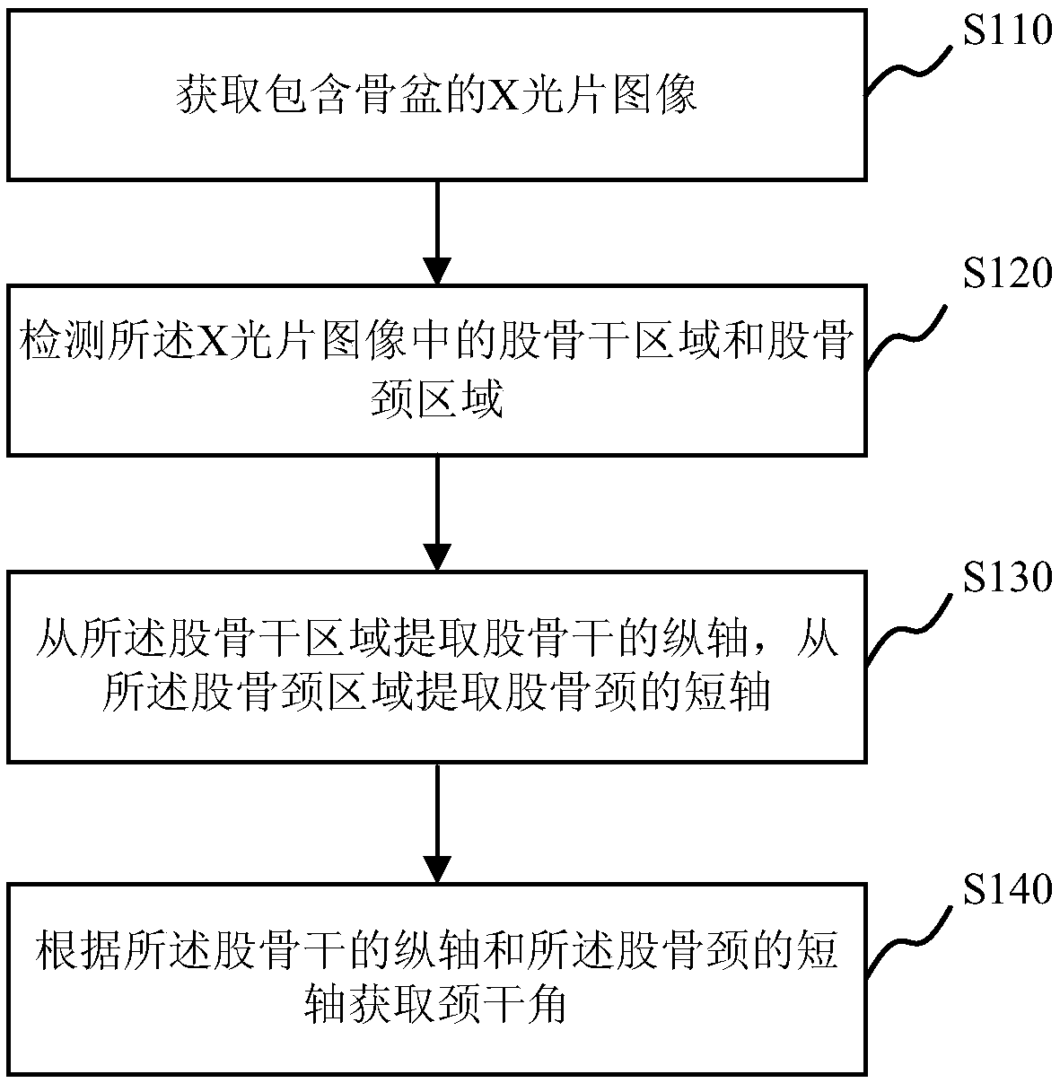 Method, system, apparatus and storage medium for measuring neck shaft angle in pelvic X-ray film