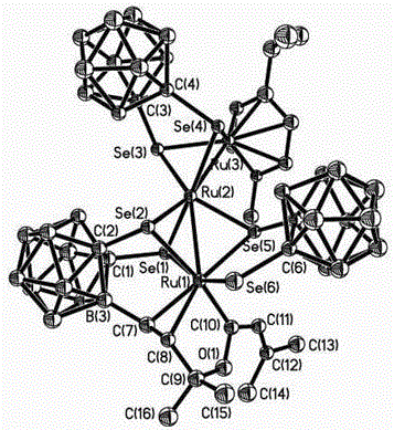 Organic metal ruthenium compound crystal rich in boron and preparation method thereof