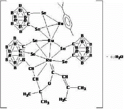 Organic metal ruthenium compound crystal rich in boron and preparation method thereof