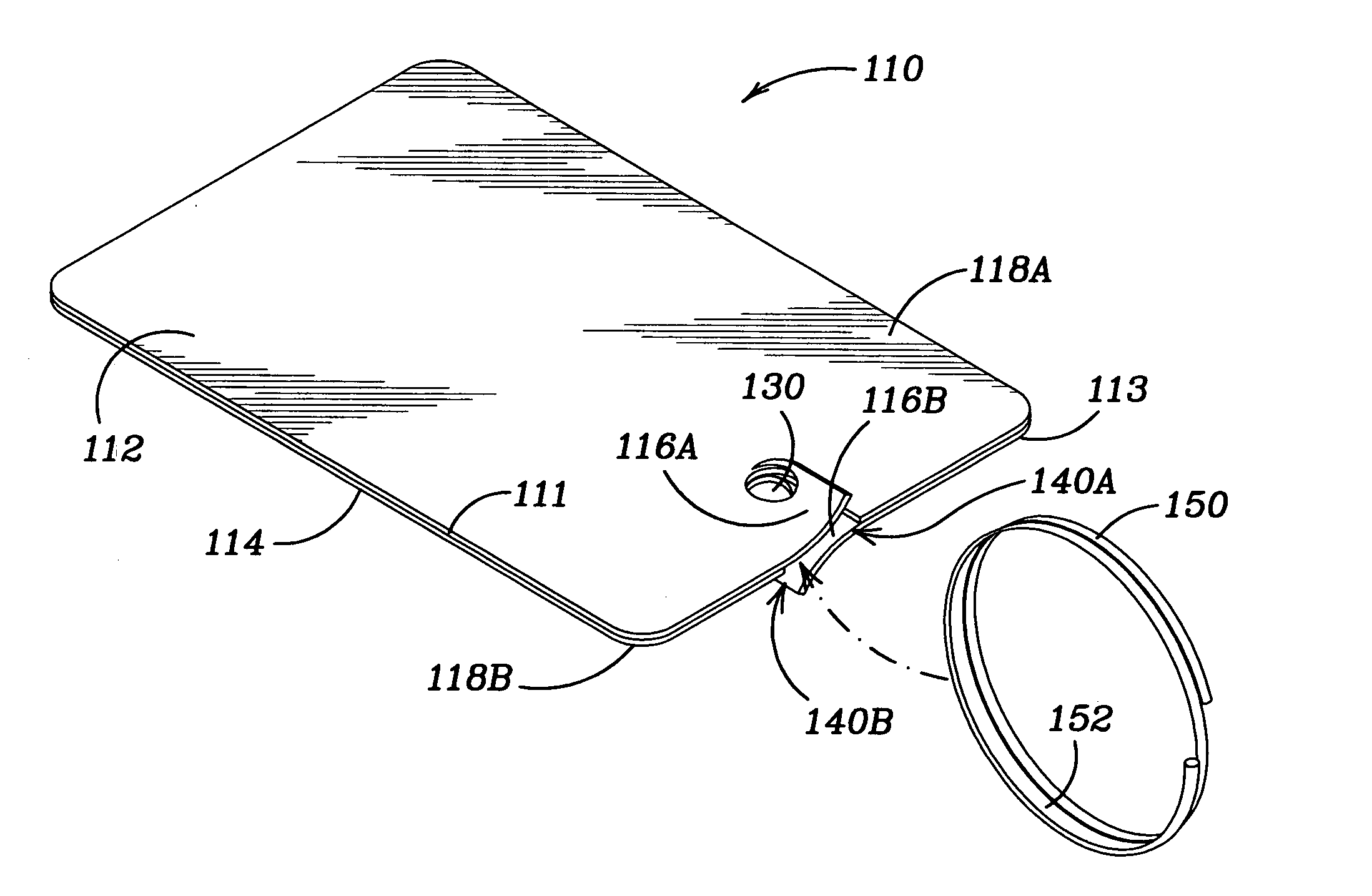 Removably attachable card and card retaining device