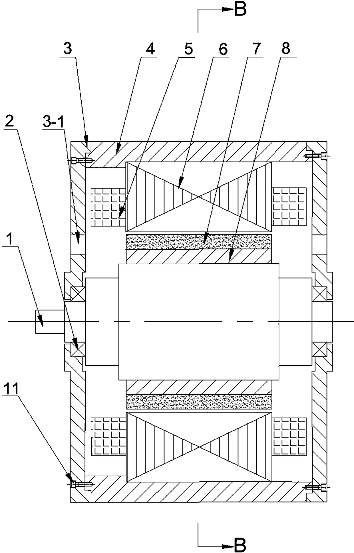 An oil-cooled, low-consumption inner rotor permanent magnet motor