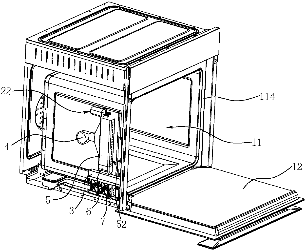 Oven with automatic moisture removing and drying functions