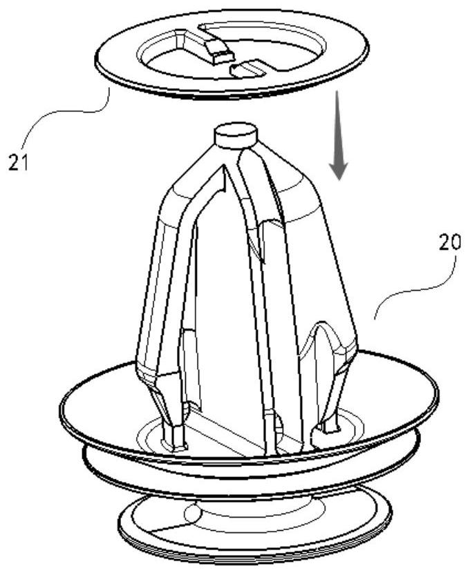 An injection mold with auto door buckle and gasket self-assembly function