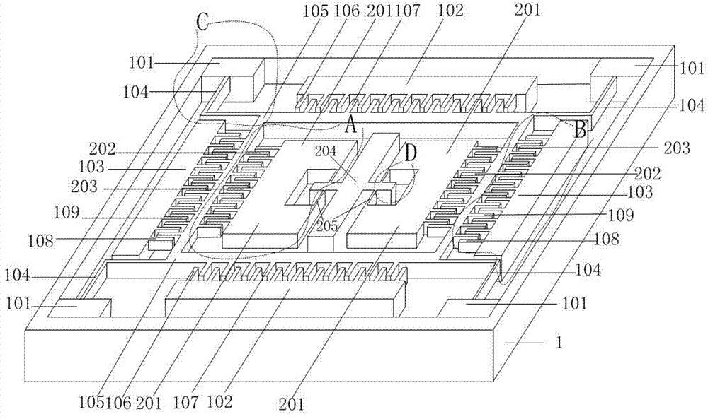 Monolithic integrated CMOS (Complementary Metal Oxide Semiconductor) MEMS (Micro-electromechanical Systems) multilayer metal three-axis capacitive accelerometer and manufacturing method thereof