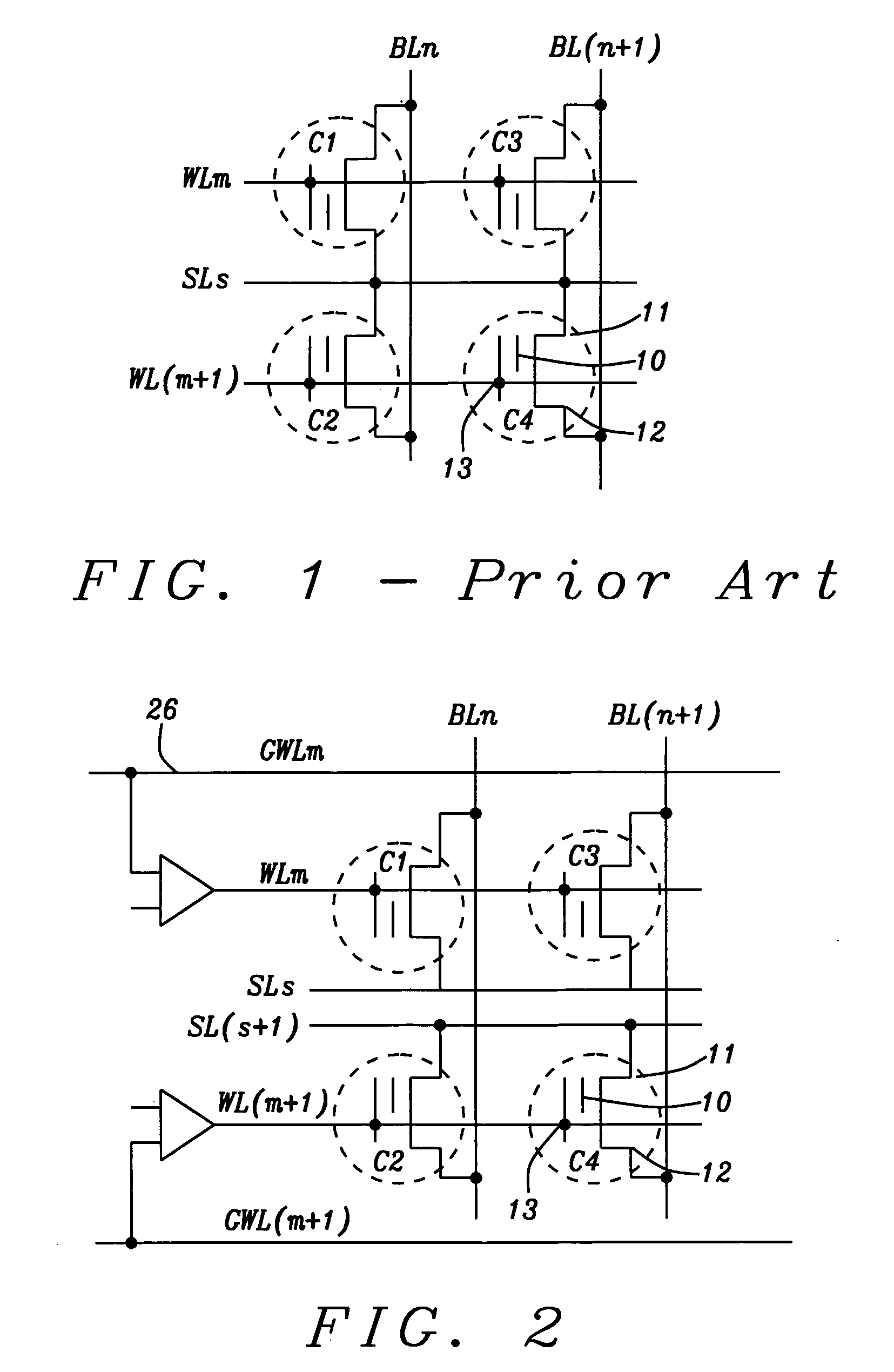 Array structure of two-transistor cells with merged floating gates for byte erase and re-write if disturbed algorithm