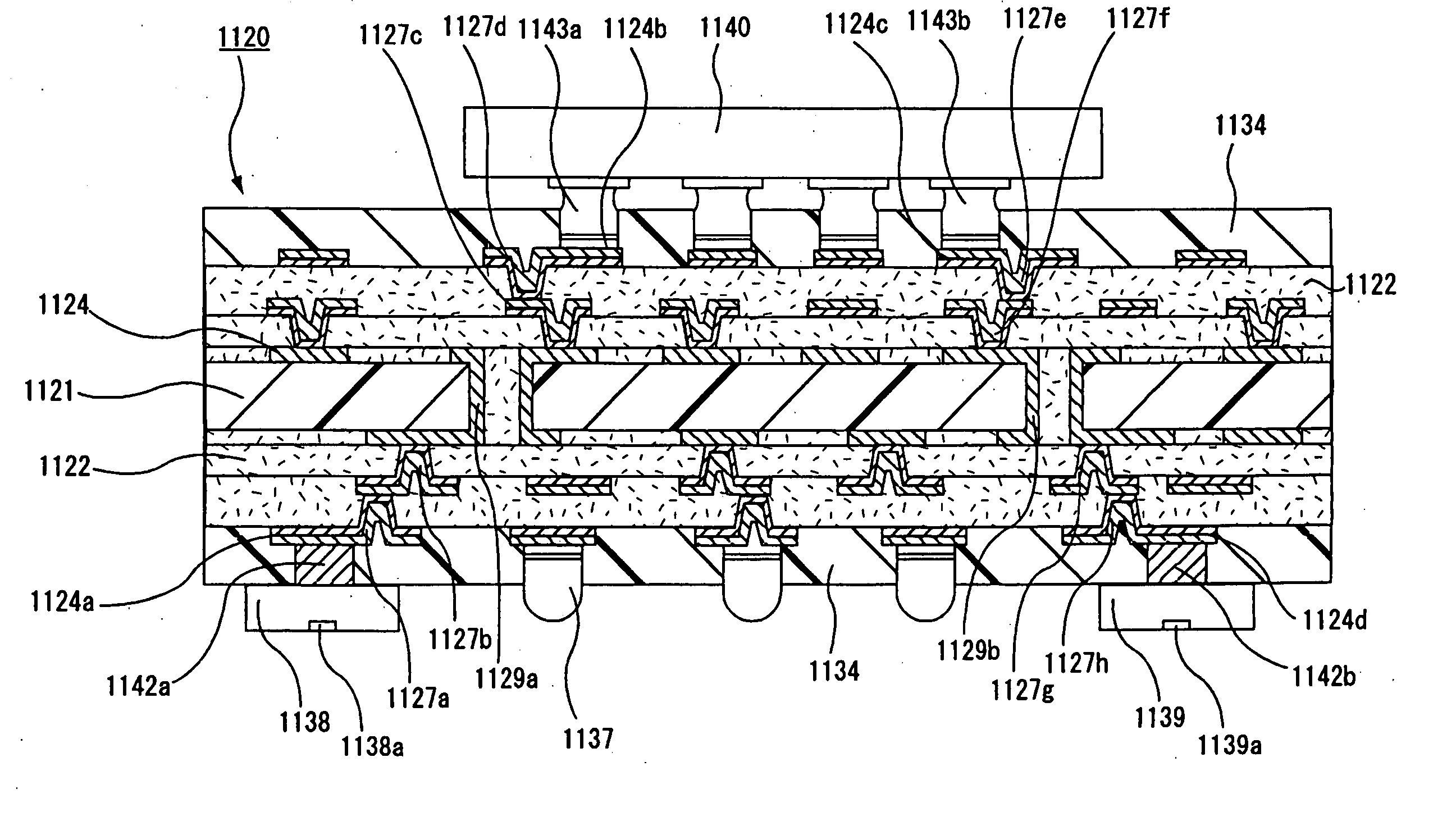 Substrate for mounting IC chip, multilayered printed circuit board, and device for optical communication