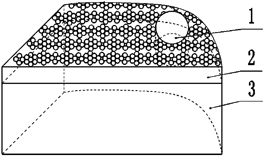 Surface texture of indium-iron composite spherical microcrystal composite layer