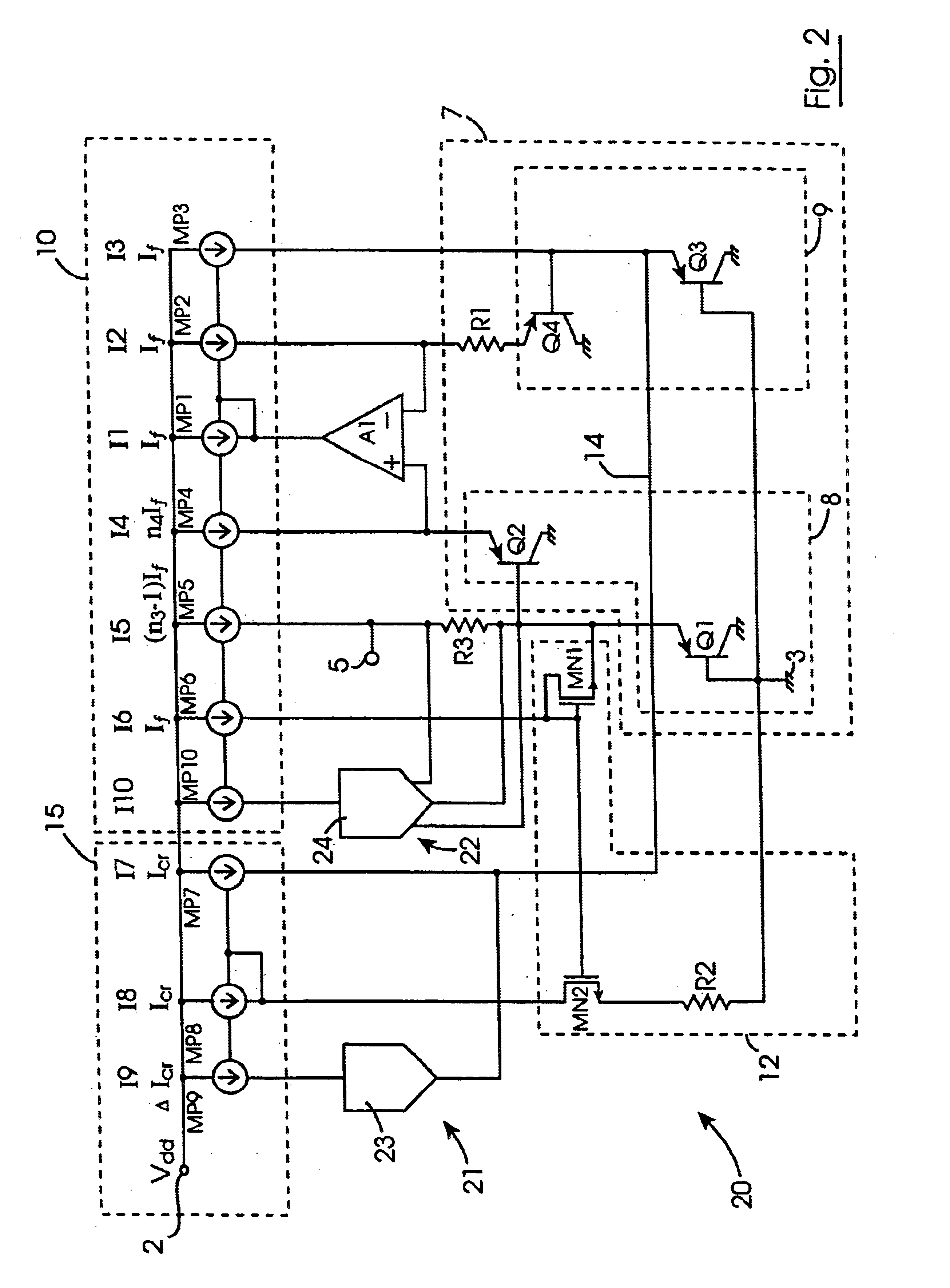 Bandgap voltage reference circuit and method for producing a temperature curvature corrected voltage reference