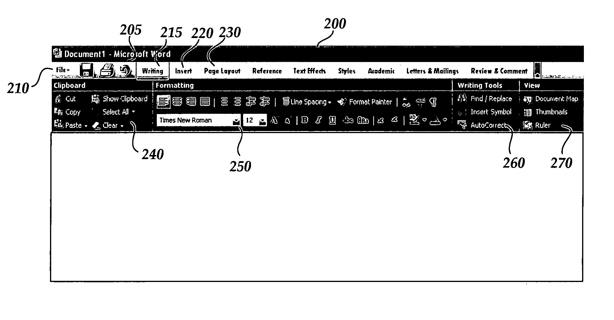 Command user interface for displaying selectable software functionality controls