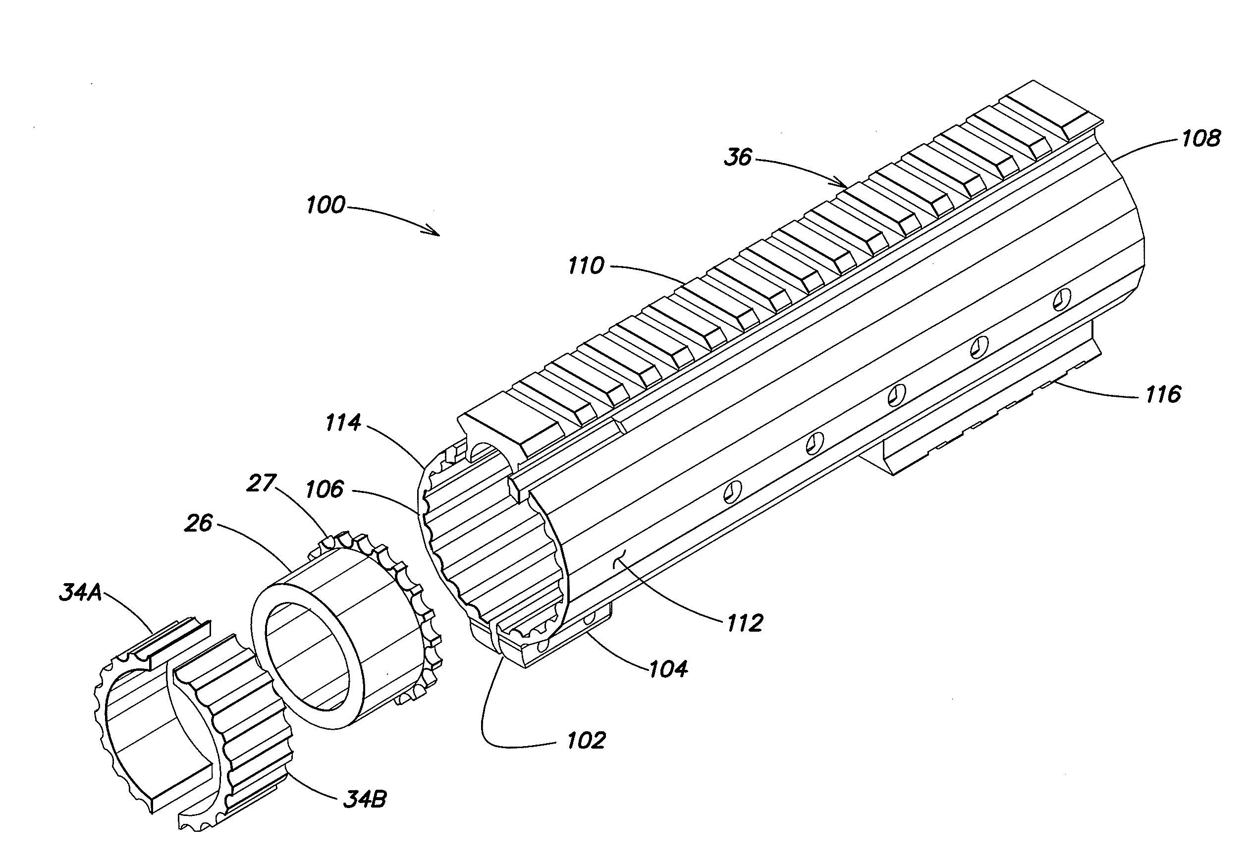 Modular fore-end rail/hand guard assembly system for firearms with selectable heat dissipation characteristics